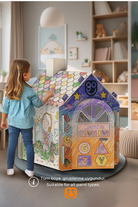 TıkToys™-Dayanıklı Karton Boyama Evi - Eğlenceli ve Yaratıcı Aktivite