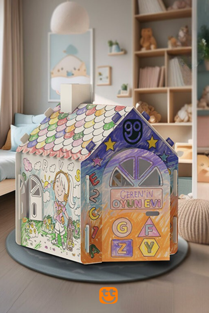 TıkToys™-Dayanıklı Karton Boyama Evi - Eğlenceli ve Yaratıcı Aktivite
