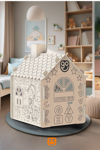 TıkToys™-Dayanıklı Karton Boyama Evi - Eğlenceli ve Yaratıcı Aktivite